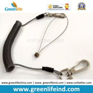 Buy cheap Quick Release Safety Hand Coil Lanyard Tether Strings Translucent Yellow from wholesalers