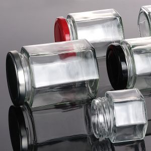 Buy cheap Empty Honey Bottle Glass Mini Hexagonal Honey Jar 500ml 380ml 180ml 90ml 45ml With Lid from wholesalers