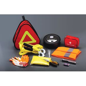 Buy cheap 12 pcs auto emergency kit ,with air compressor, aid kit ,trailer rope from wholesalers