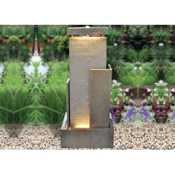 Quality 46 Inch Garden Sandstone Outdoor Fountain With Lights for sale