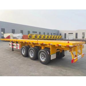 Steel Material Flatbed Container Transport Semi Trailer with Jost E100 Landing
