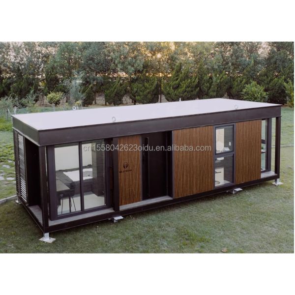20 FT Customizable Modern Prefabricated Steel Container House with Outdoor Wooden Container and Aluminum Alloy Windows