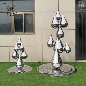 Buy cheap Stainless Steel Garden Sculpture Water Drop Metal Polished Home Artistic Decoration Modern from wholesalers