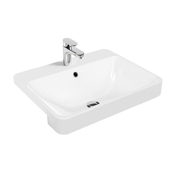 Ceramic Semi Recessed Wash Basin 586x470x173mm With Overflow