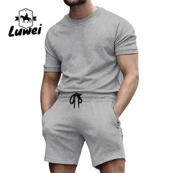 Cotton Jogging Men Sportswear Set Gym Tracksuit Drawstring 2 Piece Track Suit