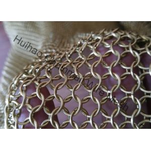 Metal Mesh Drapery / Brass Wire Ring Mesh Curtain Conect With 8mm Circle Dia