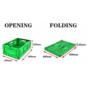 600*400*220mm Foldable Mesh Plastic Crate for Agriculture Milk Fruits and