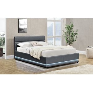 Buy cheap Grey Leather Storage Bed With LED On The Headboard from wholesalers
