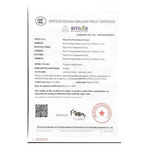 Yuyao No. 4 Instrument Factory Certifications