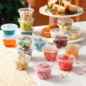 Buy cheap Portion Cups With Lids, Small Plastic Containers with Lids, Airtight Stackable Souffle Cups, Jello Shot Cups, Sauce product