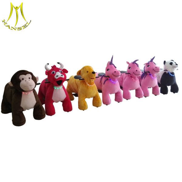 Quality Hansel hot selling amusement children rides on motorized plush riding animals for sale