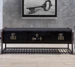 Buy cheap Iron Frame Black Television Stand , Living Room TV Stand Vintage Slate Leather Wood Strip from wholesalers