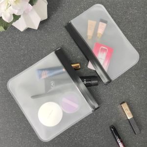 Shockproof Clear Frosted PEVA Bag 1 Large 1 Small Makeup Bags