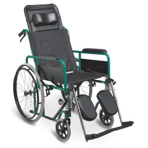 Buy cheap High Back Folding Reclining Wheelchair Manual Standing With Solid Wheel Armrest product