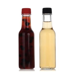 Woozy Square Glass Juice Bottles Empty Glass Ketchup Bottle 10Oz