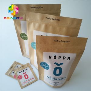 Buy cheap No Pollution Heat Seal Food Packaging Stand Up Kraft Paper Zipper Bag For Nuts / Protein Powder from wholesalers