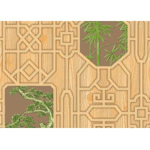 Buy cheap Bamboo And Tree Geometric Printing Chinese Style  Wallpaper Simulated Wood Grain from wholesalers