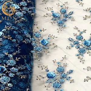 Buy cheap 20％ Polyester Guipure Lace Fabric / Embroidered Mesh Lace 3D Applique from wholesalers