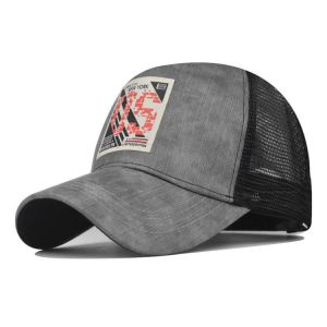 BIO Washed Cotton Mesh Trucker Caps Distressed 58cm Black Mesh