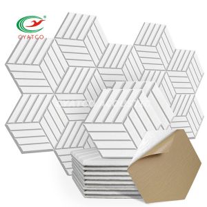 OEM Hexagon Acoustic Panels White Art Decor Sound Proof Padding Wall Tiles