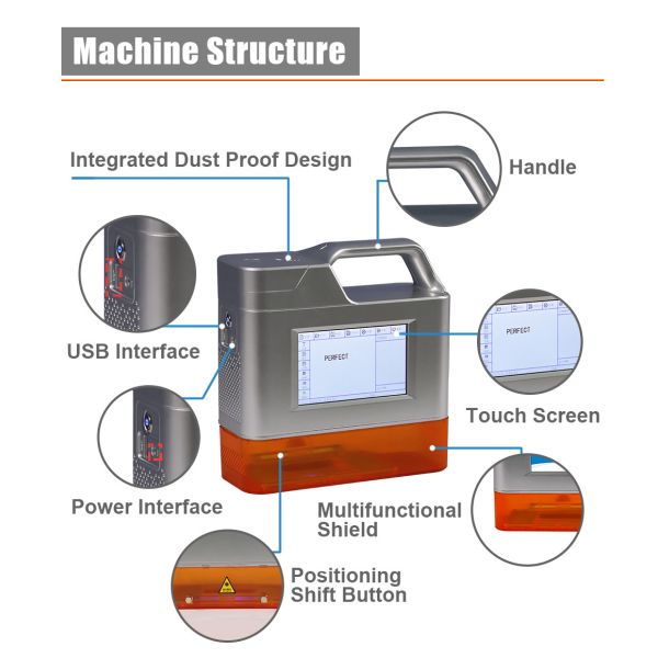 5W Intelligent Rechargeable Laser Mark Marking Machine PEDB-30 For Packaging Wood Ear Tag