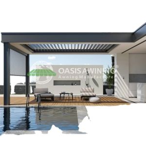 Buy cheap Motorized Aluminum Louvered Pergola with Rain Wind Sensor and 10 Years Warranty in Customized Colors from wholesalers