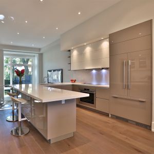 Buy cheap U Shape High Gloss White And Grey Lacquer Kitchen Furniture Wall Hanging Kitchen Cabinet With Handless Design from wholesalers