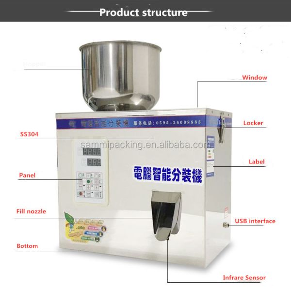 1-50g Semi-automatic Powder Granules Weighing and Filling Machine for Nuts Popcorn Coffee Bean Dispenser Machine