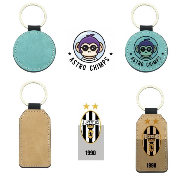 PU Sublimation Heart Keychain Blank Custom Logo Double Side Printing Sublimation Leather Keychain