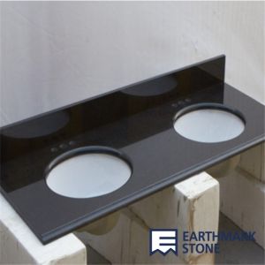 Buy cheap Absolute Black Granite Bathroom Vanity Top with Double Sinks from wholesalers