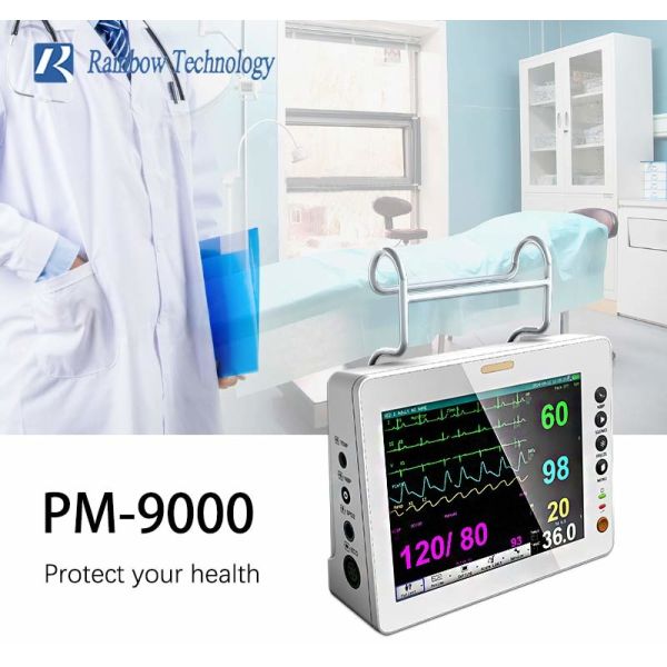 ISO Wall Mounted Portable Patient Monitor Multiparameter 8In With Audio Visual Alarm
