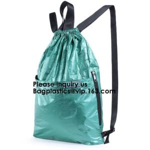 Buy cheap Eco-friendly Environmental Recycled Biodegradable Material Travel Kraft Tyvek Paper Drawstring Pack Backpack from wholesalers