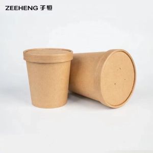 Buy cheap 12 Oz Biodegradable Soup Cups Kraft Paper Bowls With Lids from wholesalers