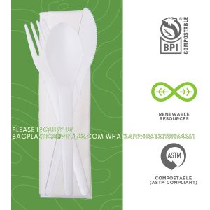 Compostable CPLA Cutlery Set, Zero Waste Serving Utensils Set, Parties Camping