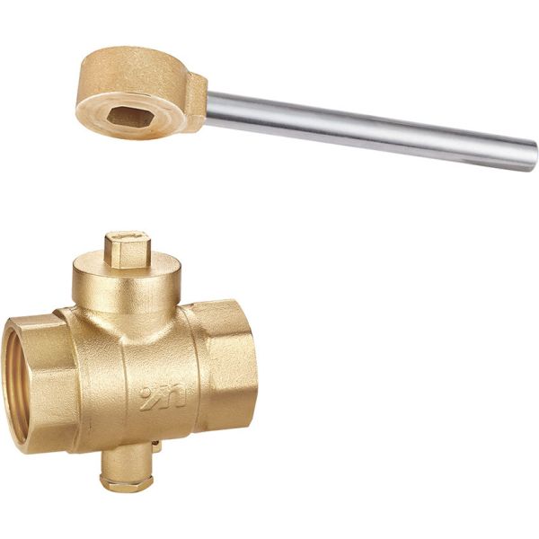 Quality 1602 Magnetic Lockable Brass Ball Valve DN20 DN25 DN32 DN40 DN50 with Square Patterned Stemhead and Meter Outlet for sale