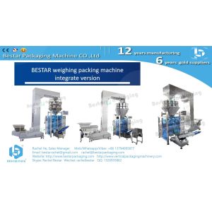 Automatic packaging machine with multi-heads weigher, labeling machine,