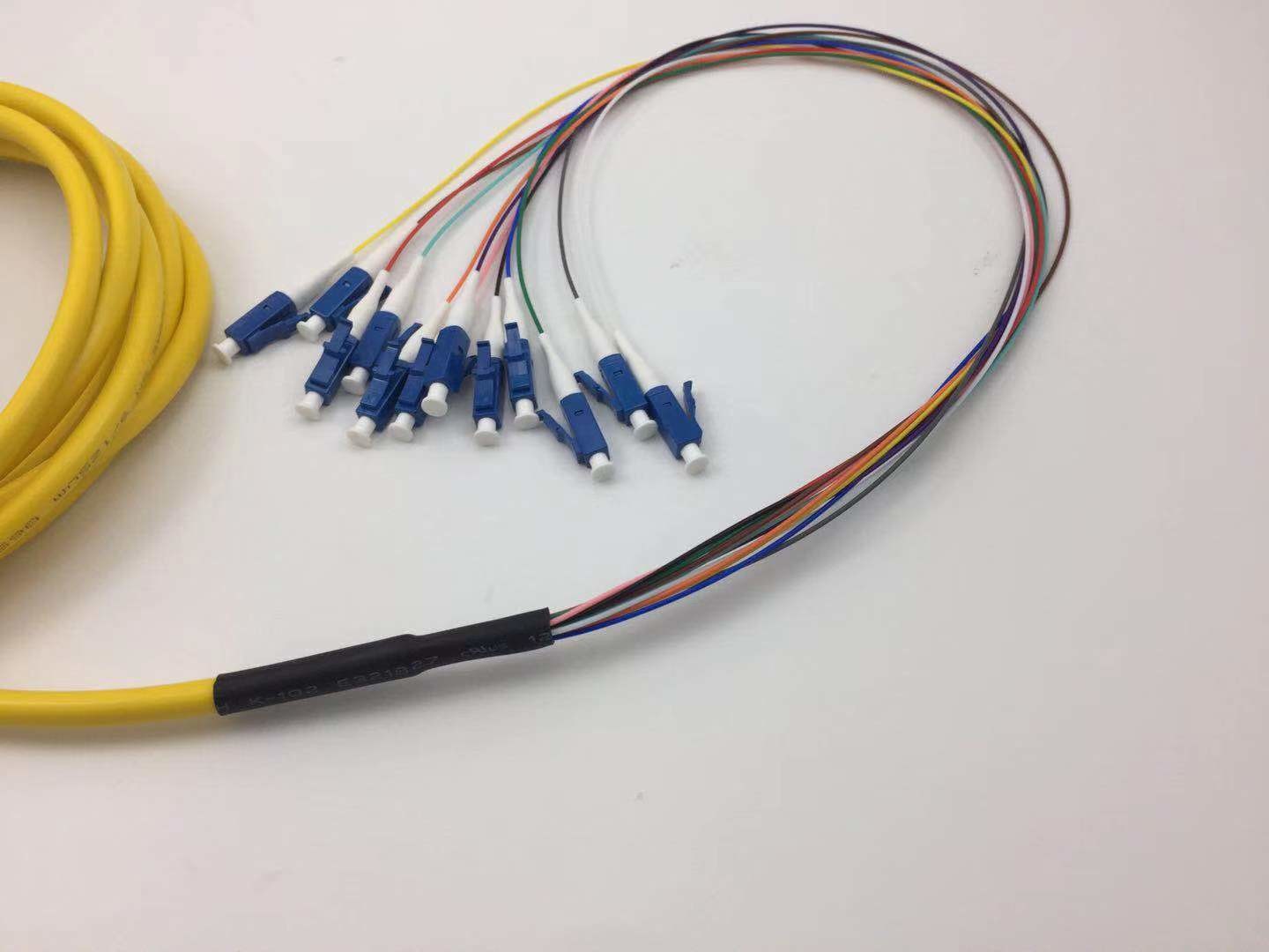 Buy cheap Single Mode Fiber Optic Pigtail LC/UPC 6/12 Fibers Color Coded 1.5m OFNR Long Lifespan from wholesalers