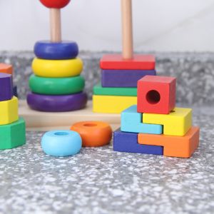 Stacker 21cm Geometric Wooden Building Blocks Toy Sorting Board