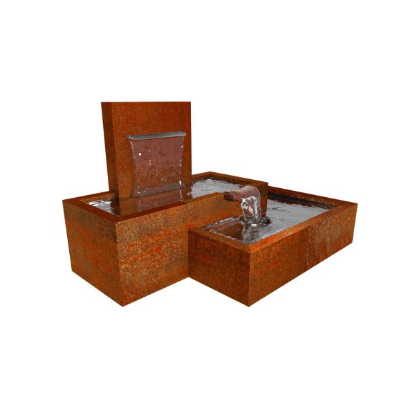 Quality Cascade Fountain Corten Steel Water Feature With Overflow Water Wall for sale