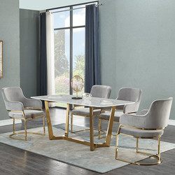 Buy cheap 0.7CBM 20mm Modern Rectangle Dining Table Stainless Steel Frame from wholesalers