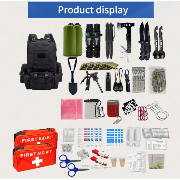 55X27X8cm Disaster Survival Kit Black Adventure Essentials Survival Kit Equipment