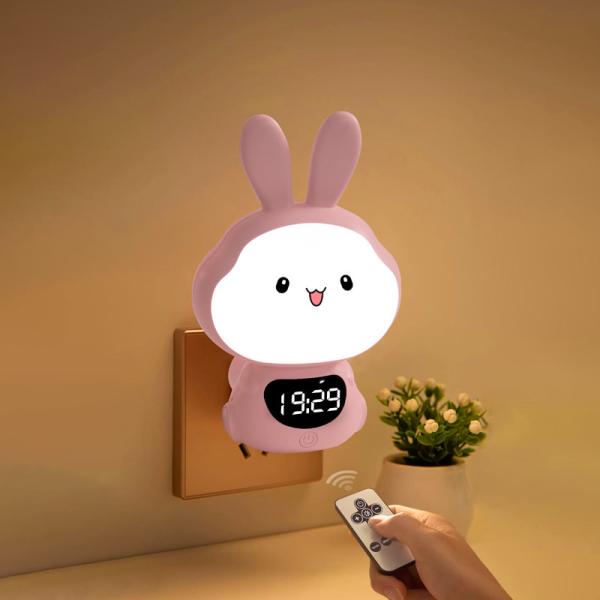 Buy cheap Cute Bunny Plug In Night Light With Clock Rotatable Sleep Trainer Remote Control from wholesalers