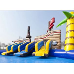 Commercial Corsair Giant Inflatable Water Park With Coconut Tree And Slide