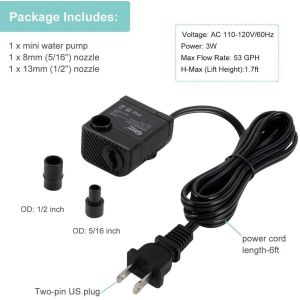 Ultra Quiet Submersible Water Pump 3W Aquarium With 2 Nozzles