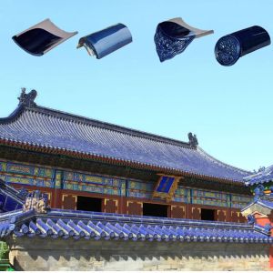 Roofing Tile Ceramic Material Blue Glazed Temple Roof Tile Customized Color