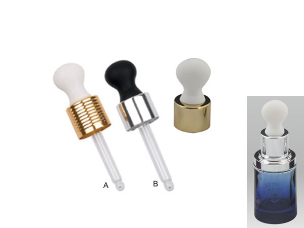 Quality CL-D404S plastic bulb glass dropper pipettes metal thread aluminum collar essential oil for sale