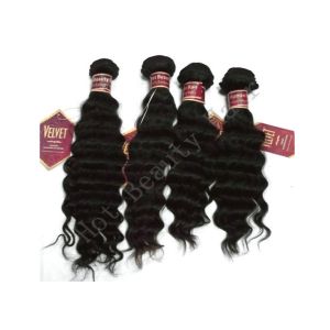 Buy cheap Custom Natural Black Remy Virgin Human Hair Extensions Deep Wave from wholesalers