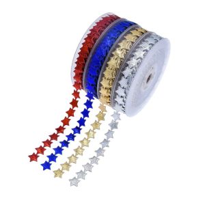 Buy cheap 15mm*15m Ultrasonic Star Wired Ribbon Plain Pattern Jacquard Ribbon from wholesalers