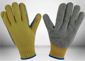 Buy cheap Cow Split Leather Cut Resistant Gloves 7 Gauge Aramid Knitted Fully Protective product