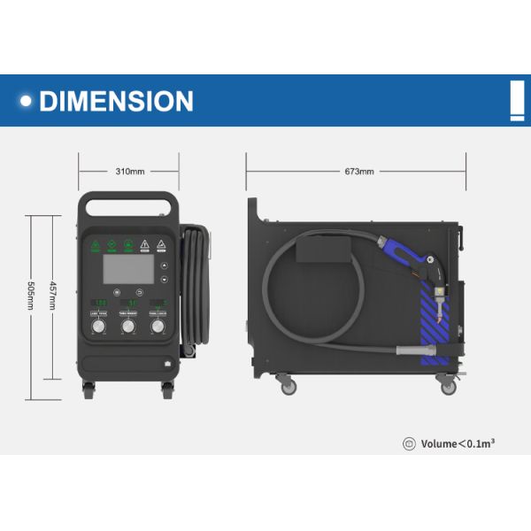 Portable Laser Welder with 43 KG Weight 100×45×68cm Dimensions and 0.5mm Focal Spot Diameter for Precision Metal Welding